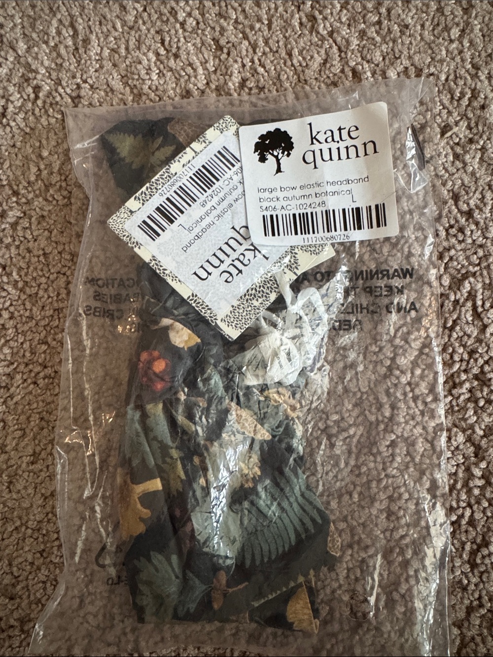 kate quinn Black autumn botanical Headband